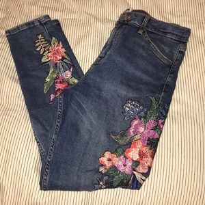 Topshop embroidered skinny jeans